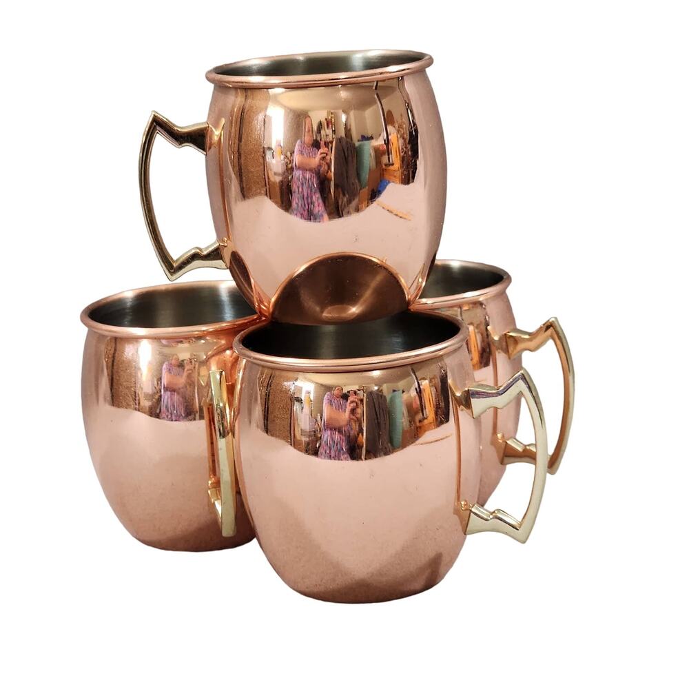 Moscow Mule Mugs 4x Stainless Steel Copper Metallic Finish Eco One 16oz